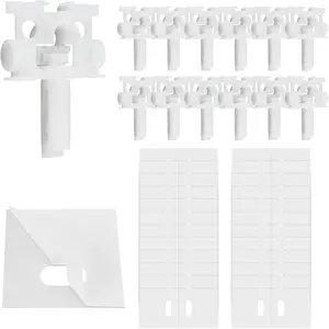 12 Sets White Vertical Blind Repair Kit with Stem, Gear & Pulley Head 25Pcs Clear Blind Repair Tabs, Replacement Parts for Curtain Accessories
