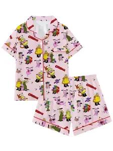 Courage the Cowardly Dog Cartoon Pajama Set – Unisex Loose-Fit Short Sleeve Sleepwear & Loungewear, Comfortable Wear-Anywhere Pajamas, Gift Idea