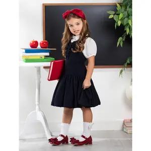 Chic Navy Ruffle Uniform Dress by Kids Couture
