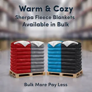 【 Weekly Picks 】Ultra Soft Sherpa Blanket Bulk Packs 5 10 20 50 100 Premium Warm Fleece for Resellers Hotels Retailers Throw Twin Queen Sizes Machine Washable Durable