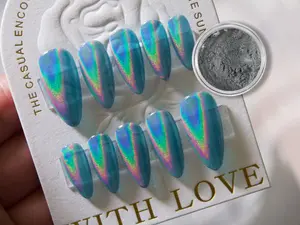 Ultra Fine Rainbow Laser Powder 20 um/ 0.2g Silver Halo Nail Shimmer Pigment/ Chameleon Colorful Holographic Powder for Resin & Manicure