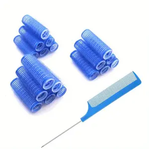 18 Packs Heatless Roller Hair Curlers and 1pc Rat Tail Comb, Hairdressing Curler DIY Curly Hairstyle Hair Rollers Tools for Women Medium Short Hair