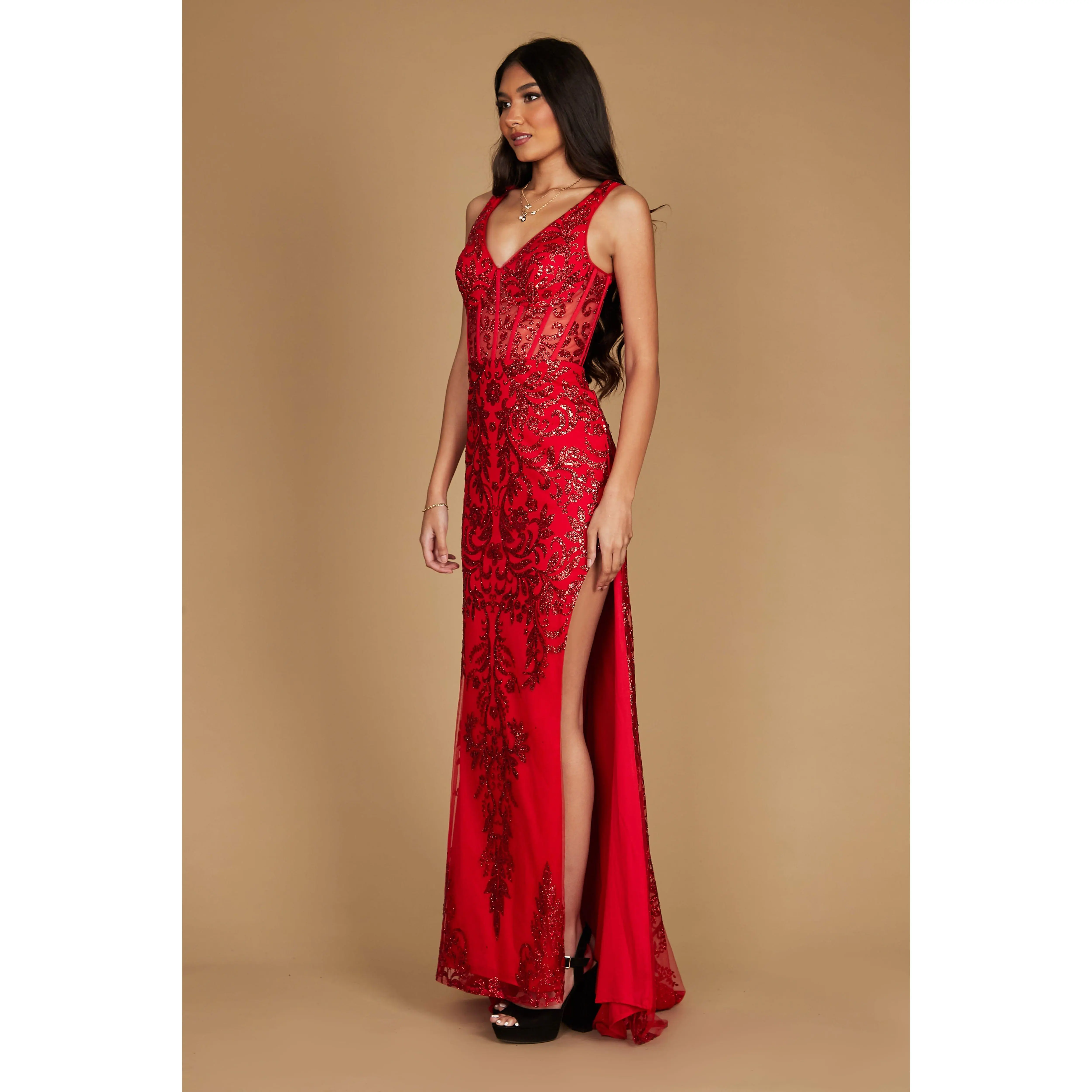 Sequin Corset Bodice Formal Prom Dress