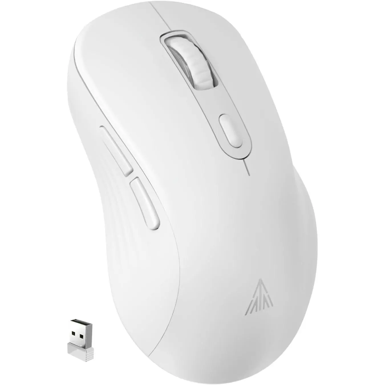 SM66 White Silent Bluetooth Gaming Mouse - Dual Mode (BT/2.4G), Ergonomic Slim Portable, 10m Working Distance, 500mAh Rechargeable, Smart Power-Saving Technology, Wake on Click, Wireless Office Mouse for Laptop/PC