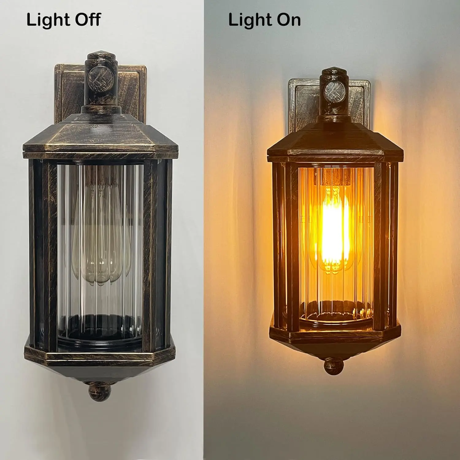 DANSEER Vintage Outdoor Wall Light Fixtures Waterproof Exterior Wall Sconces Antiqued Gold Wall Lantern with Clear Glass Shade Aluminium Porch Lights for House Front Door Patio Garage, E26 Base