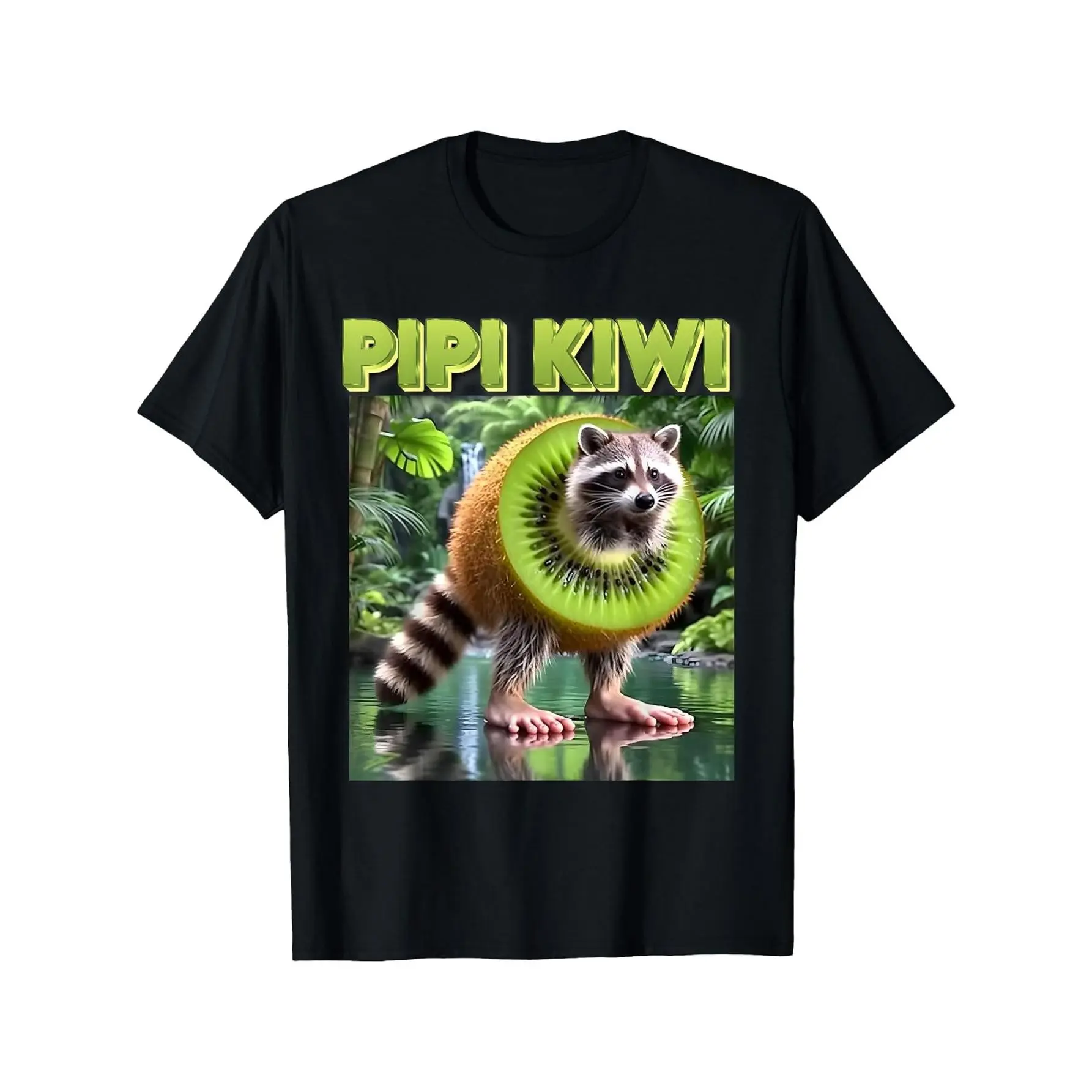 PIPI Kiwi Character Raccoon Kiwi Italian Brainrot Meme Gen-Z T-Shirt Cotton Clothing