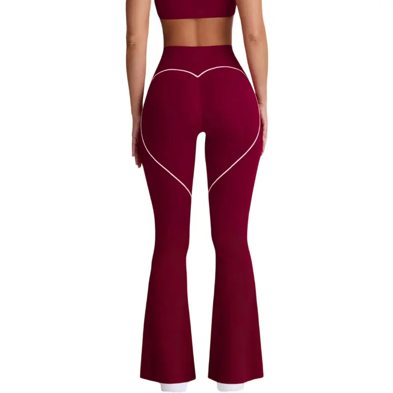 Flamingals Lycra Contrast Binding High Waisted Butt Lifting Hidden Scrunch Flare Yoga Leggings