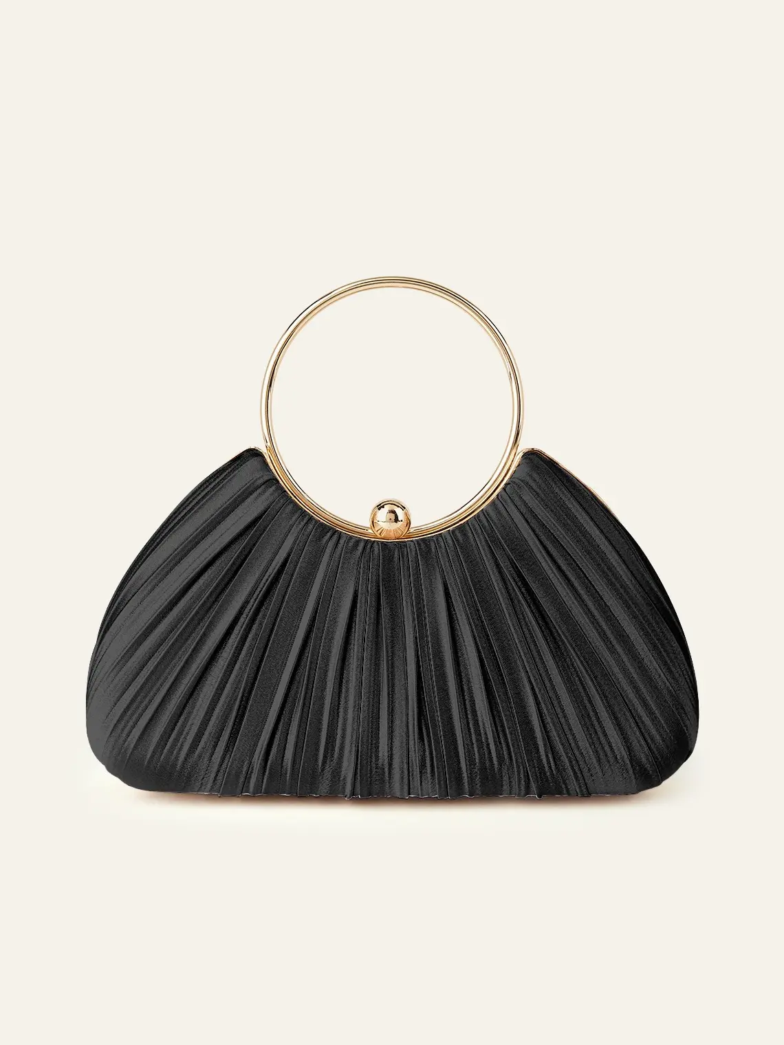 Azazie Matching Color Metallic Satin Pleated Handbag Pleated Elegant Statement Compact Bridal Wedding Evening Party Handbag