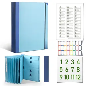[Blue Folio Document Organizer] Blue Folio Document Organizer Featuring Labeled Sections, Essential Folders with Pockets, And a Chic Binder Designed for Keeping Important Documents, Certificates, Passports, Photos, And Letters