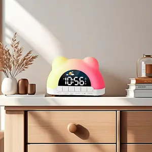 USB Powered Digital Alarm Clock with RGB Mood Light, Multifunctional Alarm Clock, Dual Alarm, Brightness Adjustment, Night Mode, Snooze, Music, Adjustable Volume, Wake-up Sleep Reminder, 12/24H USB Charging Port, LED Display, Home Decor
