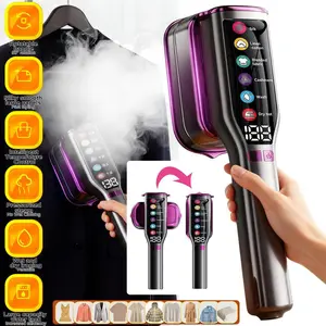 2-in-1 Mini Handheld Garment Steamer & Iron, 15s Fast Heat-Up, 5 Steam Levels, Ceramic Panel, 110-120V Compact Clothing Steamer, Travel, Portable