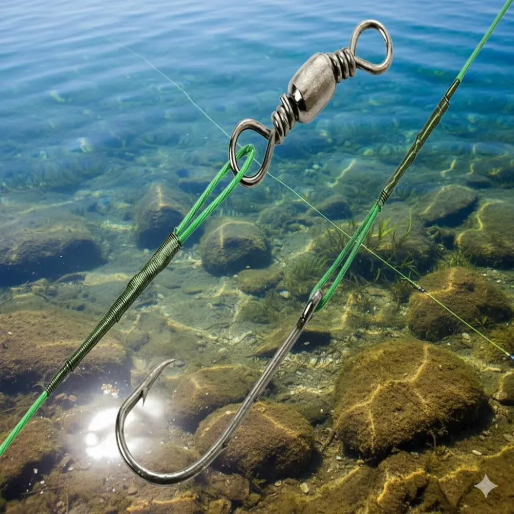 Anti Tangle Fishing Leader Kit with Swivels, 50lb High Strength Steel Wire, 3 Colors, 20pcs Saltwater Freshwater Corrosion Resistant Bite Proof Rig Set for Anglers