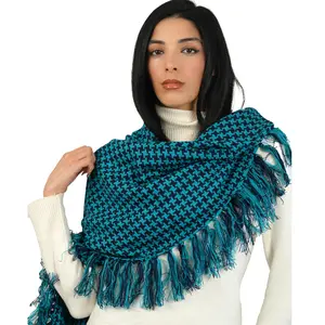 Chic & Cozy Fringed Square Scarves - Premium 100% Acrylic Bandana Scarf with 4-inch Tassels for Versatile Wear 43.3 x 43.3 Inches