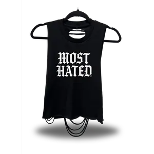 TheDriveClothing Most Hated Road Rash Razor Cut Black Crop Tank – Y2K Streetwear Graphic Crop Tee, Edgy Biker Fashion, TikTok Viral Festival Outfit, Grunge Urban Summer Style