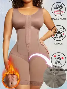 European and American Large Size Bodysuit, Shapewear, Zipper Tummy Control, Push Up Bra, Butt Lifter, Elegant Y-Type, Chic, Lady, All Seasons, Regular Length