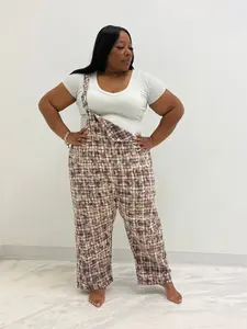 HER Oversized Plaid Overalls
