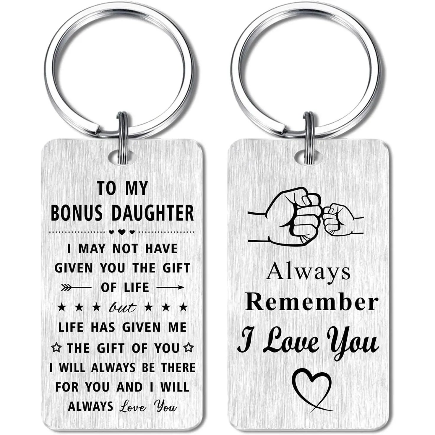 Bonus Daughter Gifts, I Love You Step Daughter Birthday , Stepdaughter Gifts Christmas Key Chain, Stepdaughter Present from Stepmom Stepdad