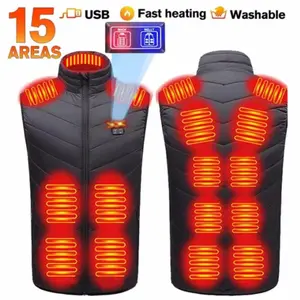 Men Women 15 Zone Heated Vest USB Intelligent Heating Full Body Warm Top Jacket
