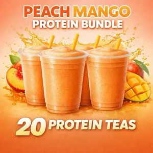 20  Peach Mango Protein Powdered Beverage Mix Flavors Sugar Free Caffeine Pack of 20 Drink Mixed