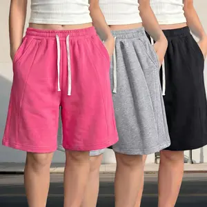 Women’s 3-pack casual cotton loose shorts with elastic waistband — heavy, breathable fabric; machine washable, solid color; suitable for everyday wear; comfortable loose fit; easy care; versatile summer bottoms