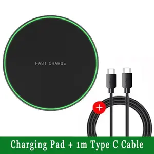 Ultra-Thin LED Wireless Charger Pad, Fast Wireless Charging Station with Soft LED Ambient Light, Universal Portable Charging Mat Compatible with All Qi Enabled Phones, Earbuds & Smart Devices, Anti-Slip Design for Home Office Desk Daily Fast Charging Use