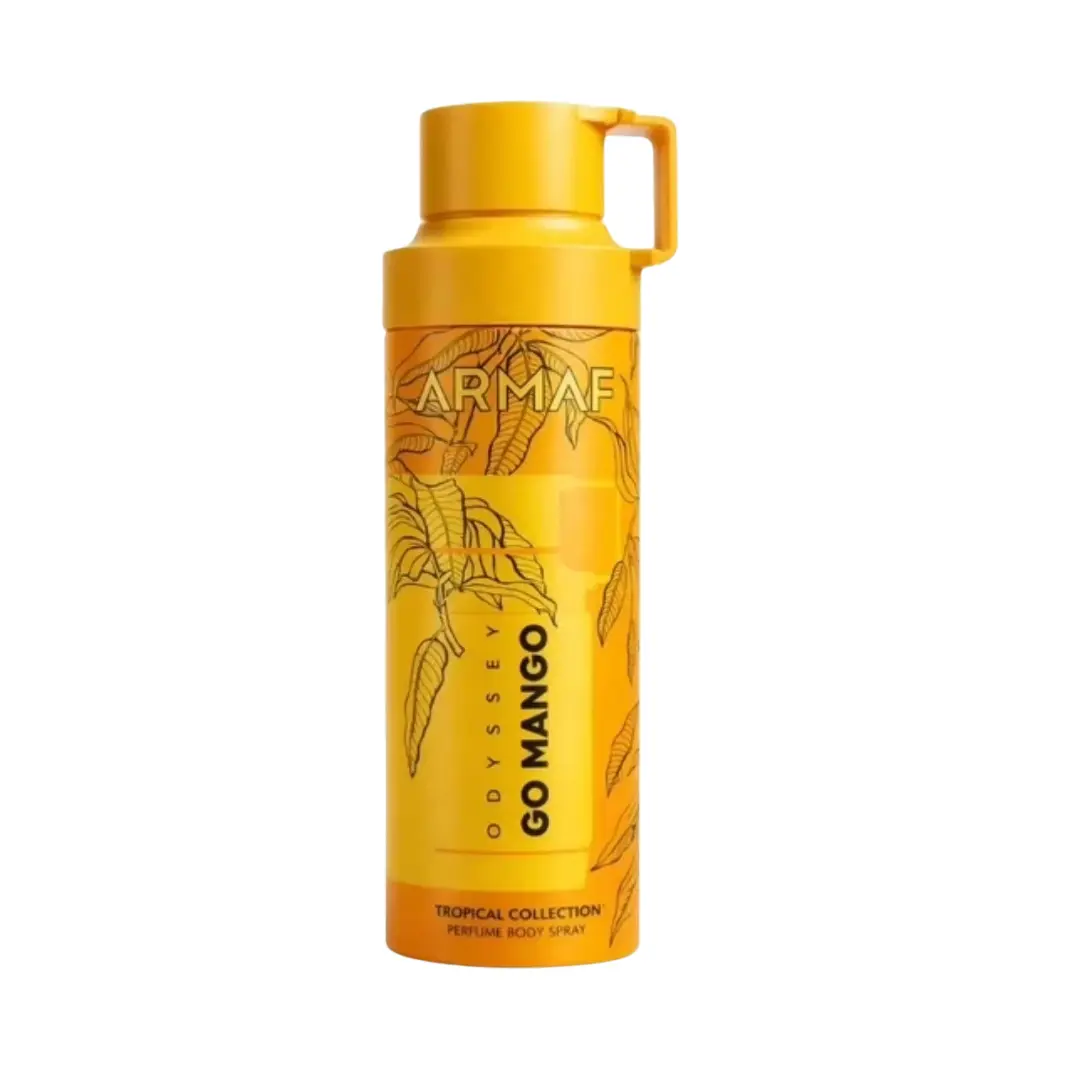 Armaf Odyssey Go Mango Topical Collection Body Spray 6.8 oz for Men | Amber Floral Fragrance | Mango Vanilla Amber