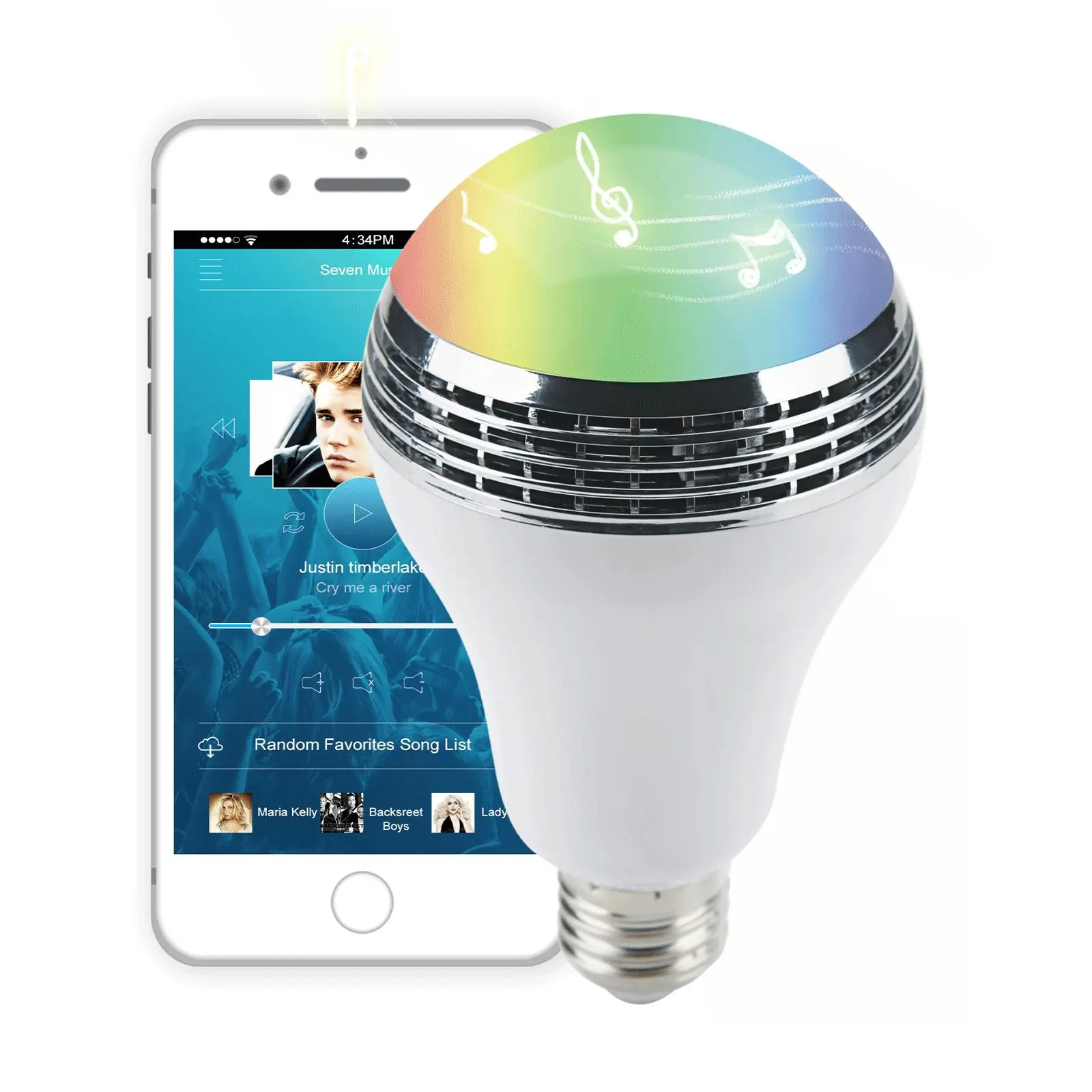 E27 Base RGB LED Light Bulb, 9W Bluetooth-compatible Smart LED Light Bulb, Dimmable Light Bulb with Remote Control, APP Control Music Sync Color Changing Bulb, Multi Mode Led