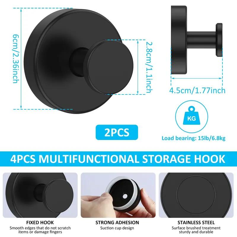 Stainless Steel Suction Cup Hooks No-Drill No-Damage Vacuum Suction Hooks for Kitchen Bathroom Bedroom Essentials 15 lbs Capacity Matte Black Organiser Stainless Steel Suction Cup Hooks No-Drill No-Damage Vacuum Suction Hooks for Kitchen Bathroom Bedroom Essentials 15 lbs Capacity Matte Black Organiser