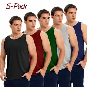 Men's 5-Pack Fitted Sports Tanks — Multicolor Combo, Sleeveless Design, Breathable Fabric Suitable for Gym Workouts & Casual Wear