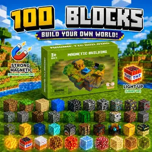 New Light Up Magnetic Blocks Set - 200pcs Magnets Magnetic Building Blocks Random Block Storage Box Mini Educational Toys For Boys 4-12Years Boys Girls Christmas Birthday Gift