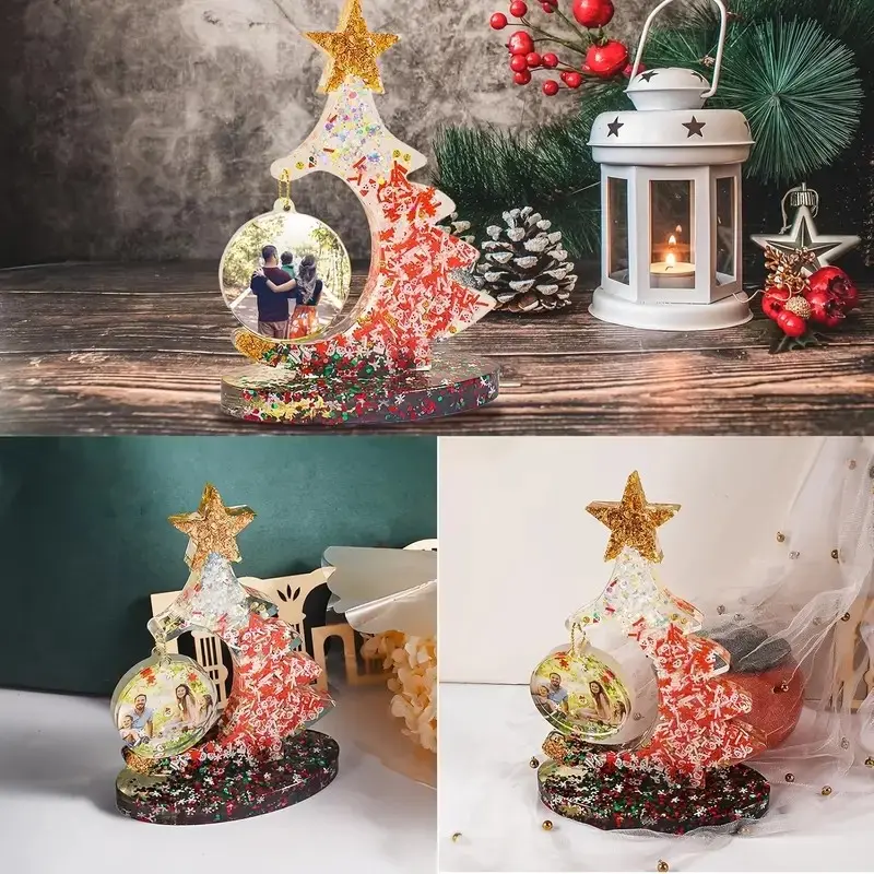 Christmas Tree Photo Frame Silicone Mold, Heart Shape Silicone Mold for Epoxy Resin DIY Projects, Christmas Display Mould, Home Decoration, Christmas Decorations, Ornaments