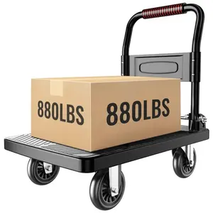 Foldable Push Cart Platform Cart,Moving Platform Hand Truck,Foldable for Easy Storage and 360 Degree Swivel Silent Wheel(880LBS).