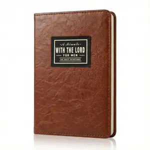 Men’s Brown Faux Leather Devotional Notebook, 365 Faith-Strengthening Reflections, Bible Prayer Tracking Diary, Faith Gift for Men