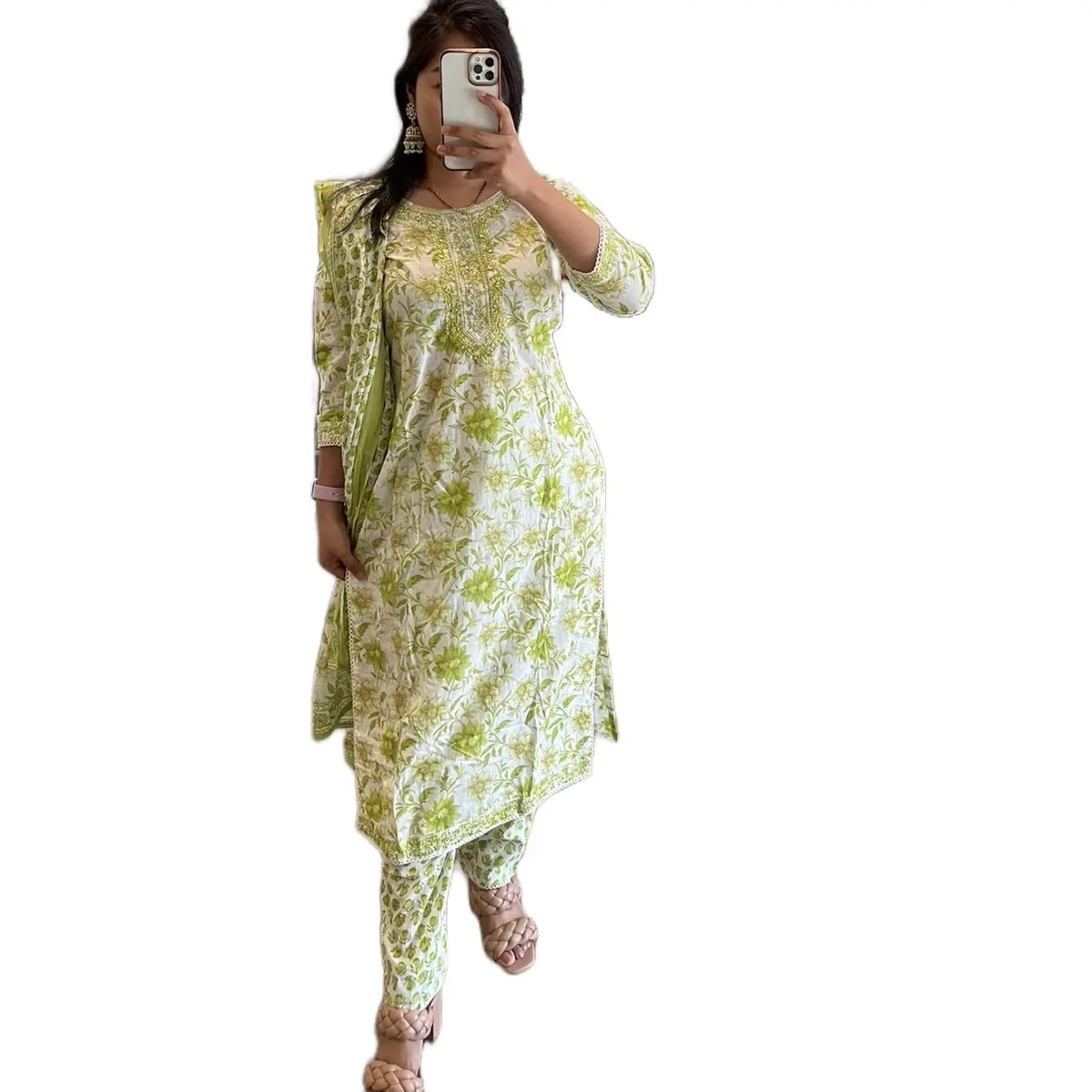 Women's Embroidered Durable Cotton Salwar Kameez with Matching Duppata - Traditional Pakistani Ethnic Formal Dresses, Formal-Casual Wear, Elegance