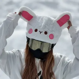 Ski Helmet Cover - Blushing Bunny, One-size-fits-all, Fun Accessory for Ski & Snowboard Helmets, Adults & Kids Compatible