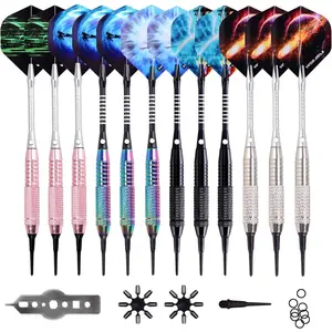 Soft Tip Darts Set - 12 Pcs 18 Grams with 100 Extra Dart Tips, 12 Flights Flight Protectors & Wrench for Electronic Dart Board