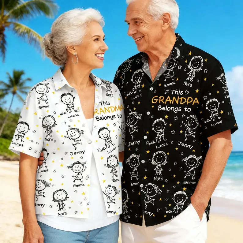 Personalized This Grandpa Dad Belongs To Hawaiian Shirt, Custom Kids' Name Papa Shirt #Hawaiianshirt
