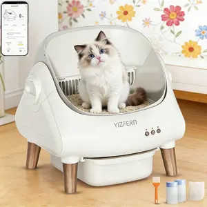 Self-Cleaning Smart Litter Box: App-Controlled, Automatic Odor-Eliminating Cat Toilet—Includes Waste Bags, Cleaning Brush, and Deodorizing Scent—Features an Open-Top Design, Suitable for Single or Multi-Cat Households.