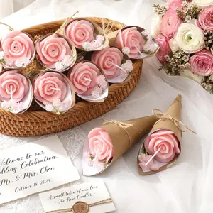 Conelist 20 Pcs Pink Rose Wedding Candles for Guests Mini Flower Shaped Candles Bouquet Floral Tealight Bulk Table Decor Gifts for Women Bridesmaid Bridal Shower Birthday Party Favors