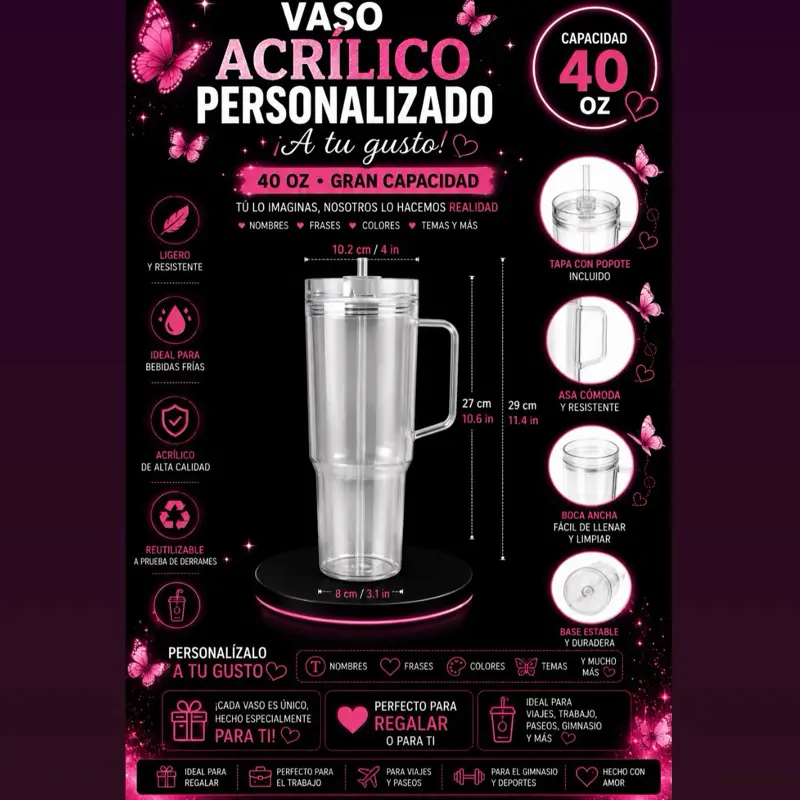 40 oz Snow Globe Tumbler | Personalizado en Live | Personalized Live