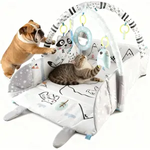 Puppy Play Gym & Cat Activity Mat,with Interactive Cat & Dog Toys,Multi - Functional Gym for for Fun, Exercise & Rest