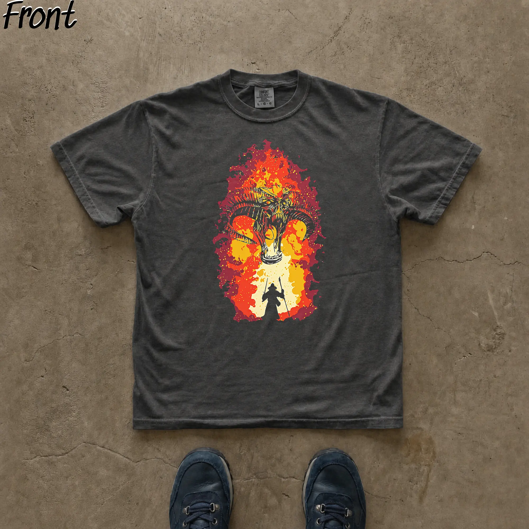 Gildan Men's Vintage Lord of The Rings "You Shall Not Pass" Graphic T-Shirt - Fitted Round Neck Short-Sleeve Menswear Top, Casual All-Season Streetwear Tshirt, Cute, Print, Retro
