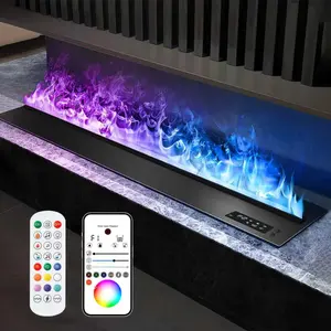 Water Vapor Electric Fireplace with Remote & Manual Water Control – Multicolor Realistic Flame Humidifier for Bedroom