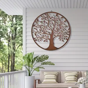 Country-style metal Tree of Life Wall Art - Retro style, real rust, suitable for home and outdoor decoration, ideal choice for Christmas/Easter/Thanksgiving