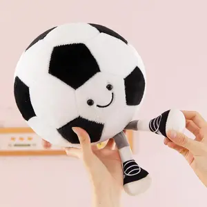 11.76inch Football Plush Toys Soft Stuffed Sports Plush Balls Cute Fun American Soccer Doll Toys with feet Creative Football Spherical Decor Throw Pillow for Christmas Kids Gift (Football)
