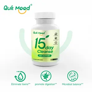 Quit Mood 15 Day Cleanse - Natural Gut Detox & Colon Support | Caffeine Free | with Senna, Psyllium Husk, Cascara Sagrada & Probiotics | Best results when used before July 31st. | 30 Capsules