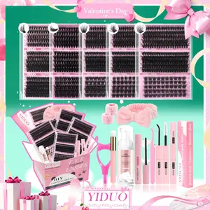 Natural Eyelash Extensions Kit, 1 Set Mixed Length Eyelash Clusters, Self Grafting Curvature Eyelashes, Professional Eye Makeup Accessories for Women, Makeup Products, DIY Eyelash Extensions