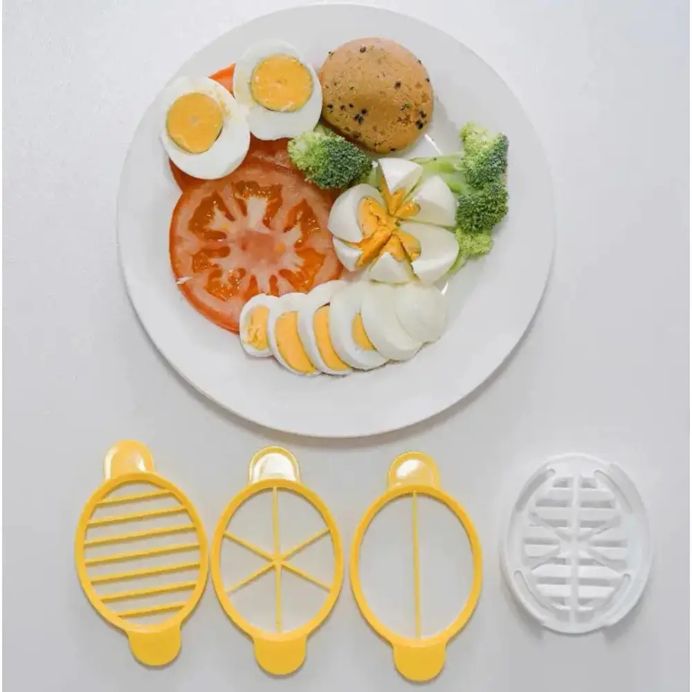 3-in-1 Boiled Egg Slicer, Multi-Functional Mini Kitchen Gadget, Egg Cutter & Egg Yolk Separator for Egg Cutting and Egg White-Yolk Separation