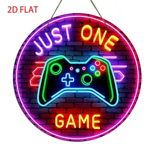 Just One Game Neon Sign, Creative Video Game Controller Pattern Neon Sign, Wall Decor, Atmosphere Lighting for Home, Bar, Coffee Shop, Garage, Game Room Decor, Led Neon Lights