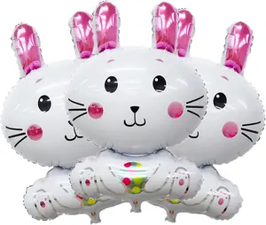 Bunny Balloons Easter Balloons Rabbit Foil Balloon for Easter Party Decorations Themed Party Shower Bunny Birthday Party Decorations Decor Supplies Party Balloon Set 6pcs